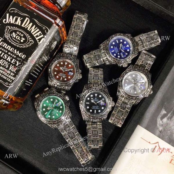 Best Replica Rolex Blue Face Submariner Engraving Blue Dial Watches