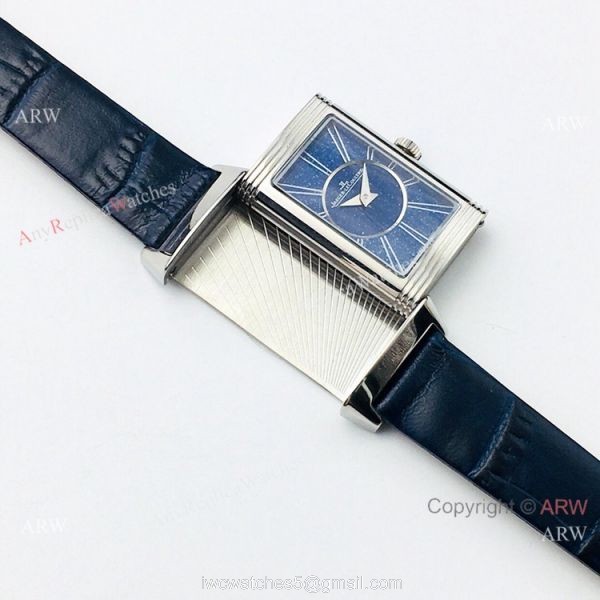 2020 Swiss Replica Jaeger LeCoultre Reverso Duetto Women Watch SS Blue Dial
