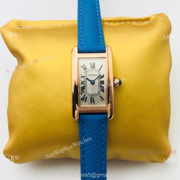 2020 Replica Cartier Tank Americaine Swiss Quartz Rose Gold Watches Lady Size