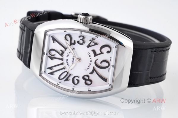 New V32 Franck Muller Vanguard Women Watch Replia with Black Leather Band