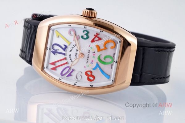 Replia Franck Muller Vanguard Rose Gold V32 Women Watch With Colorful Numbers