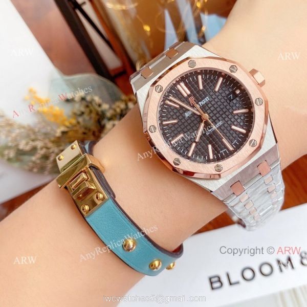 New Replica Audemars Piguet Royal Oak 37mm Lady Watch 2-Tone Rose Gold