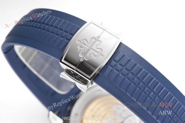 (ZF) Swiss 324 Patek Philippe Aquanaut 5168 Blue Dial Blue Rubber Strap Men Watch Replica