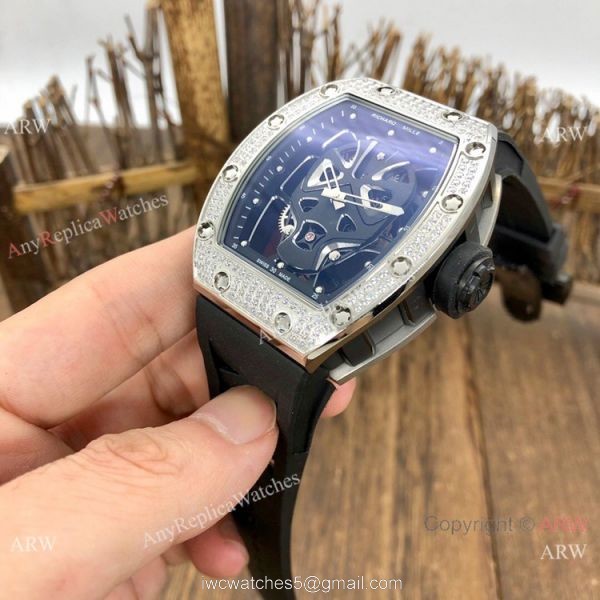 NEW! AAA Quality Richard Mille RM52-06 Tourbillon Mask Watches Silver Skull