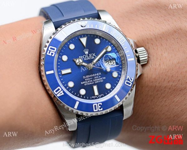 Best Quality Rolex Submariner Blue Rubber Strap Blue Dial Watch