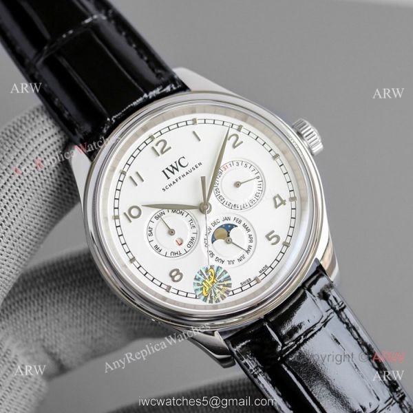 Swiss IWC Portugieser Perpetual Calendar Luxury Replica Watch Black and White