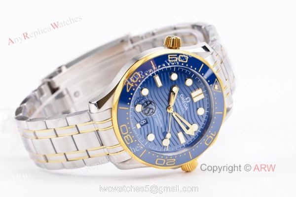 VS Factory Omega Seamaster Diver 300m Blue Dial Gold And Silver Watch Best Replica