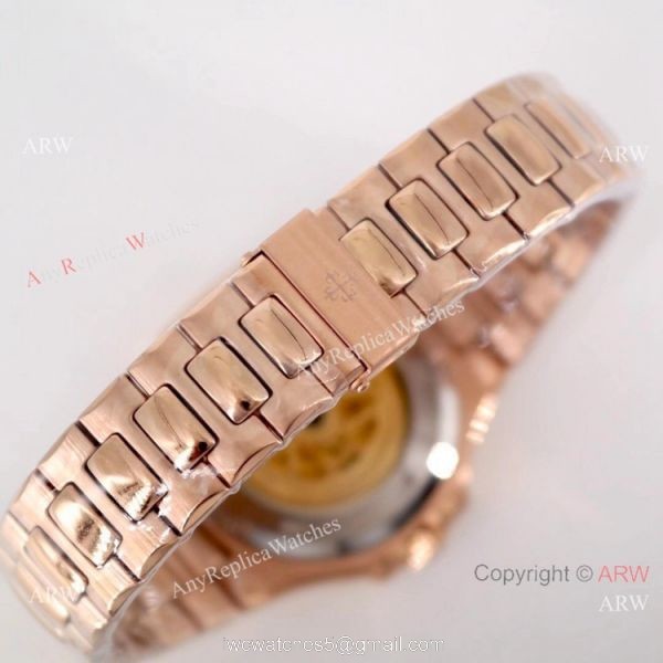 Copy Patek Philippe Skeleton Nautilus Watches Rose Gold