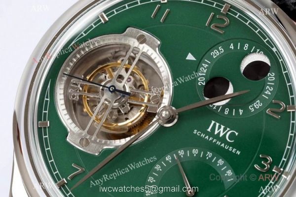 New! Swiss Grade Copy IWC Portugieser Constant Force Tourbillon Watch Green Dial
