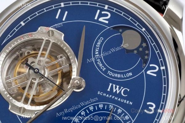New! Swiss Replica IWC Portugieser Constant Force Tourbillon Watch Blue Dial