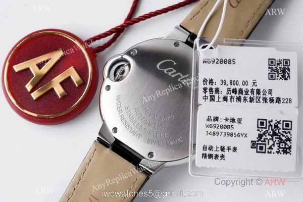(AF) Ballon Bleu Cartier Replica Watch 33mm Black Leather Strap