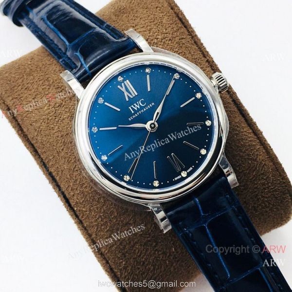 New! AAA Replica IWC Portofino Lady 34mm Watch Swiss 9015 Blue Dial