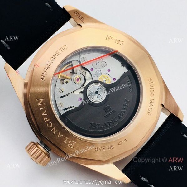 2020 New! Swiss Blancpain Bathyscaphe Moonphase Watch Rose Gold Blue Dial