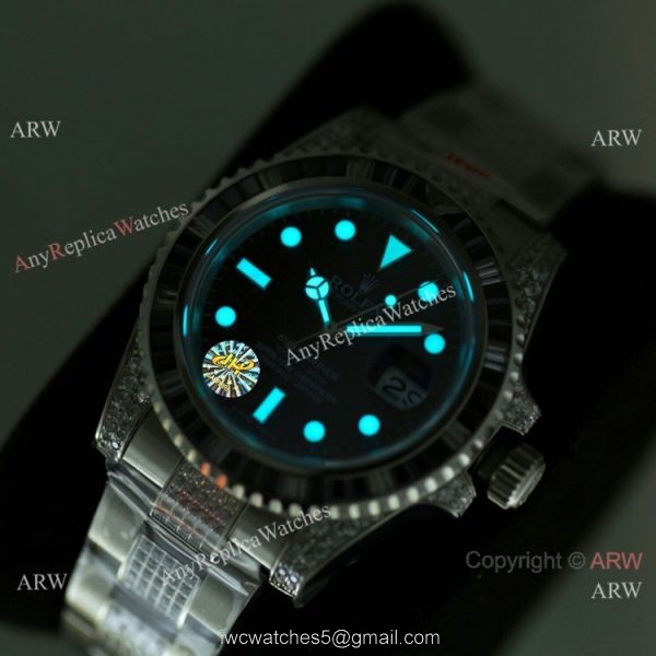 JH Factory Rolex Submariner Date Hulk Diamond Watch Swiss 2836 Movement