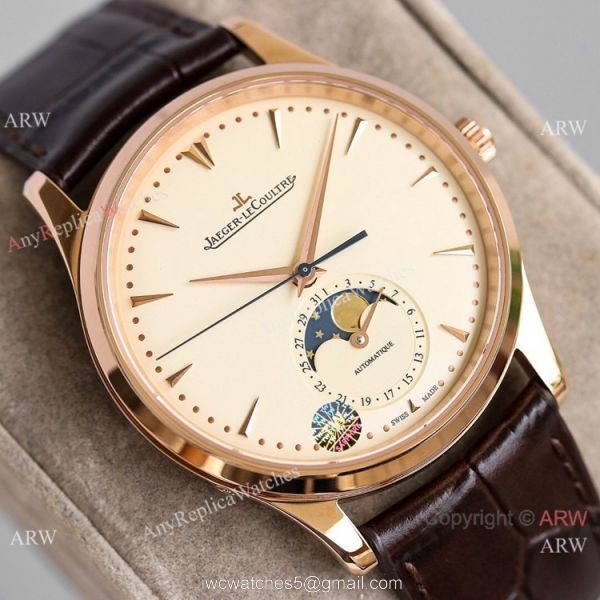 Grade 1A Jaeger-LeCoultre Master Ultra Thin Moonphase Watch Rose Gold Case