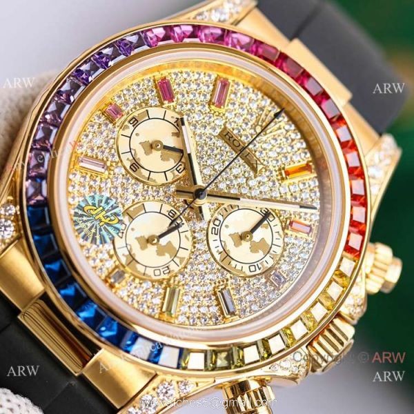 Swiss Replica Rolex Daytona Iced Out Diamond Dial Watch Swiss 7750 Movement