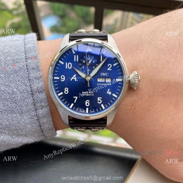 Copy IWC Pilot Mark XVIII Watches Rose Gold Blue Dial 44mm