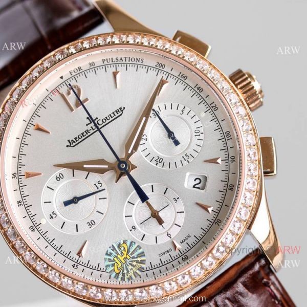 Swiss Fake Jaeger-LeCoultre Master Chronograph Watch Diamond Bezel