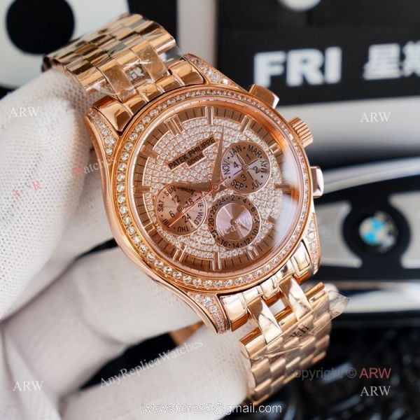 Top Replica Patek Philippe Iced Out Watch Swiss 9100 Movement 41mm