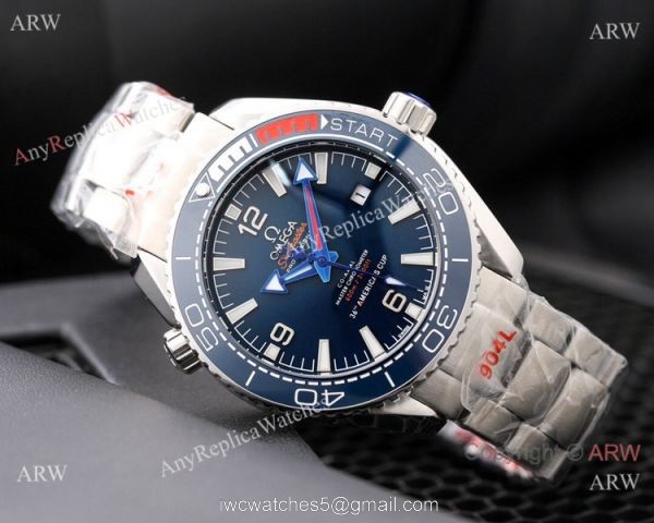 New Copy Omega Planet Ocean 600M Americas Cup Watches Stianless Steel Blue Dial