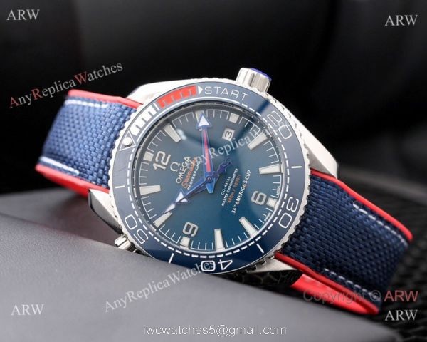 New Copy Omega Planet Ocean 600M Americas Cup Watches Blue Dial