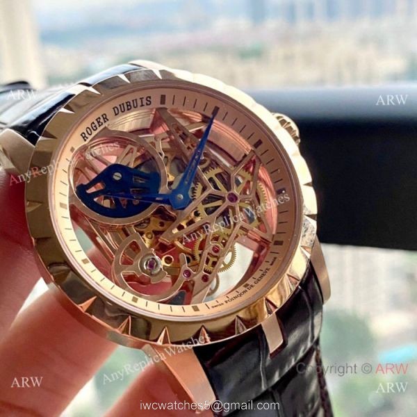 New Copy Roger Dubuis Excalibur 46mm Rose Gold Hollow Watch