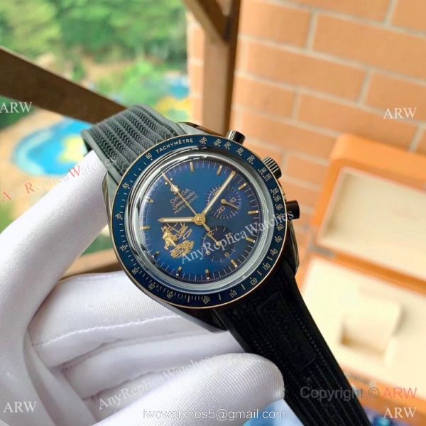 New Style Replica Omega Apollo 11 Chronograph Watch Gold Black