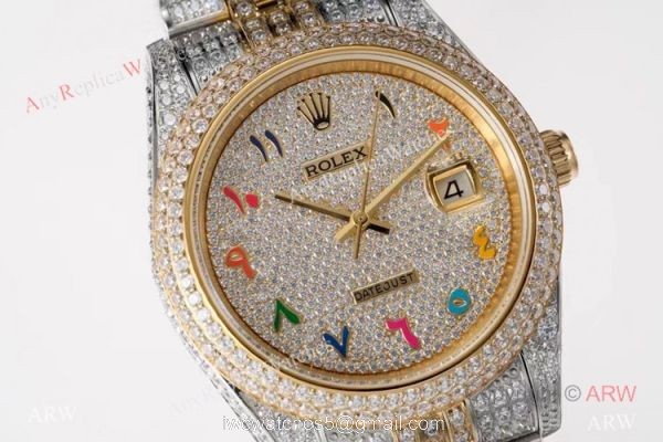 TW Factory Swiss Grade Rolex Datejust 41 Watches 2-Tone Iced Out Case