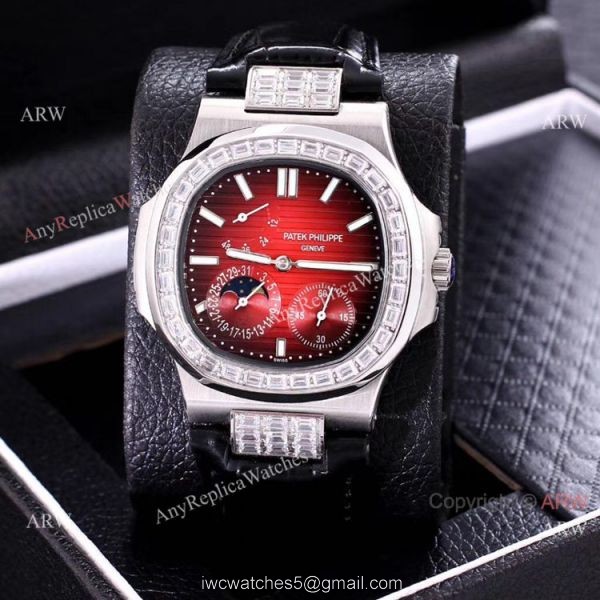 Clone Patek Philippe Nautilus Power Reserve Men Watches Diamond Bezel Gray Face