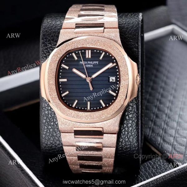 Best Clone Patek Philippe Nautilus Frosted Rose Gold Watches 40mm