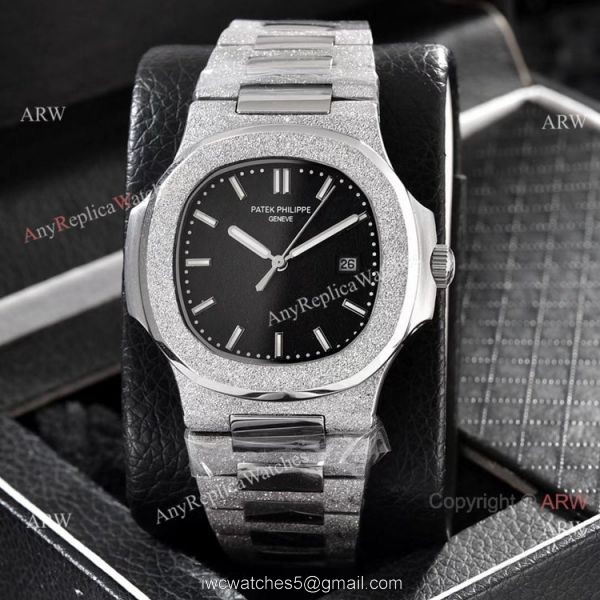Replica Patek Philippe Frosted Gold Watch Black Frosted Dial 40mm