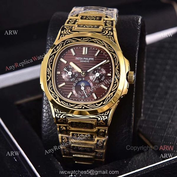 Knockoff Patek Philippe 5740 Nautilus Yellow Gold Engraving 40mm