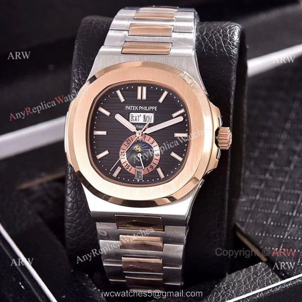Copy Patek Philippe Annual Calendar Watches 39.5mm 2-Tone Rose Gold
