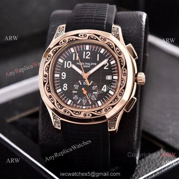Copy Patek Philippe Aquanaut VK Chronograph Watches Rose Gold Engraving
