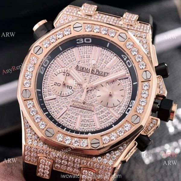 Audemars Piguet Royal Oak Offshore Diver Iced Out Watches Rubber Strap