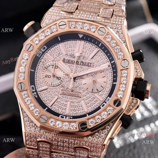 Copy Audemars Piguet Royal Oak Offshore Diver Iced Out Diamond Watches 43mm