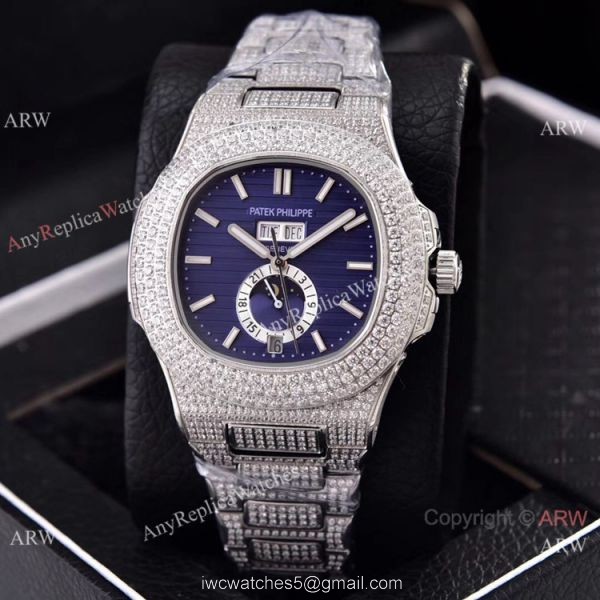 Patek Philippe Annual Calendar Full Diamonds Watches Gray Gradient Face 41mm