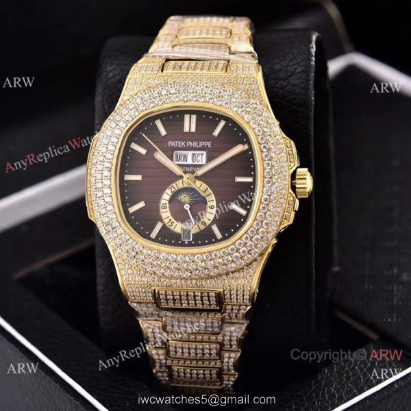 Patek Philippe Annual Calendar Full Diamonds 41mm Watches All Gold Case