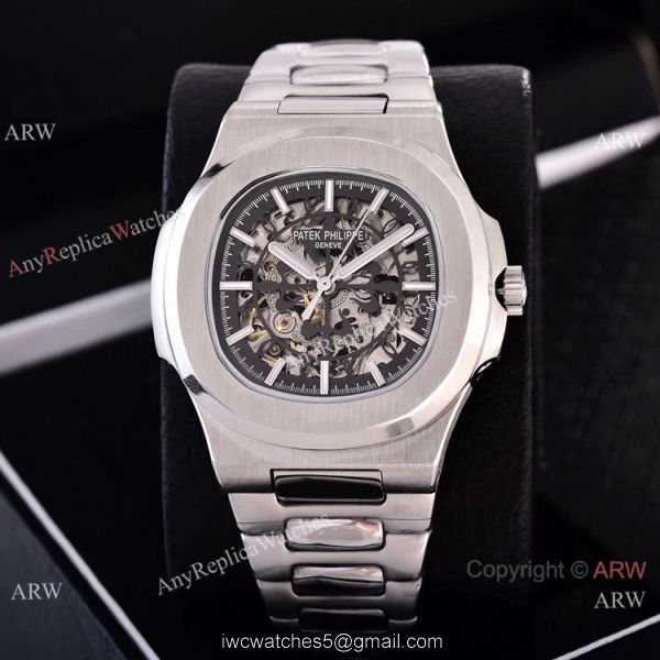 Faux Patek Philippe Nautilus Skeleton Watches Stainless Steel Case