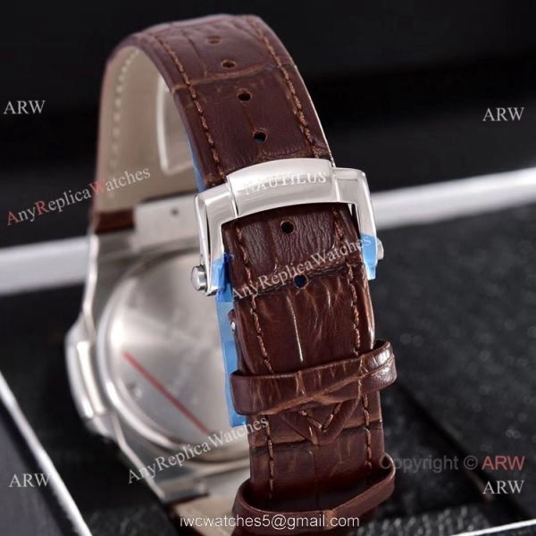 Japan Grade Patek Philippe Nautilus Diamonds Watches Gray Leather Strap