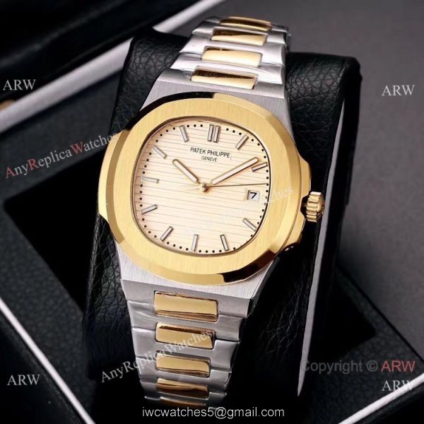 Knockoff Patek Philippe Nautilus 40mm Watches Two Tone Gray Dial