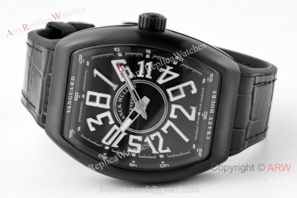 ABF Swiss Grade Franck Muller Vanguard V45 CRAZY HOUR Watch All Black