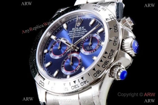 Best 1:1 Swiss Rolex Daytona JH Factory 4130 Chronograph Watch Stainless Steel Blue Dial