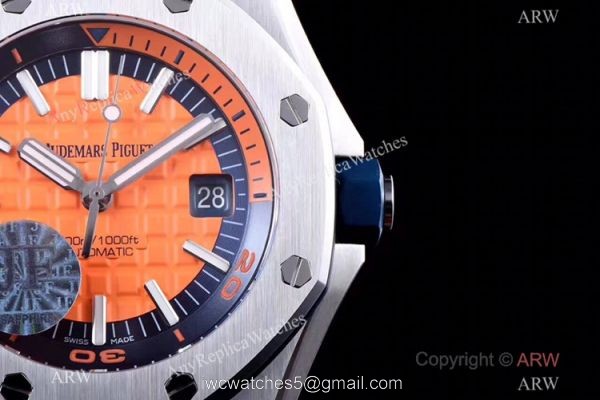 JF Factory V8 1:1 Best Audemars Piguet Divers Watch Orange Rubber Strap