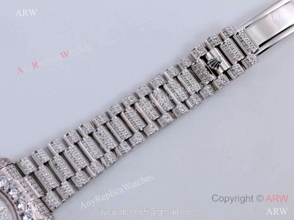 Iced Out Rolex New Oyster Perpetual Pearlmaster 39 Copy Watch Roman Markers