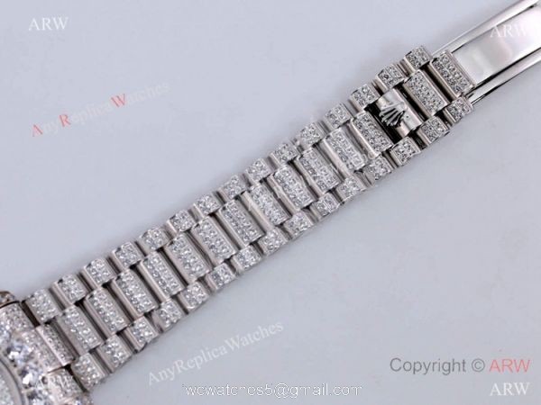 Best Replica Rolex New Oyster Perpetual Pearlmaster 39 Watch Iced Out Arabic Scripts Markers