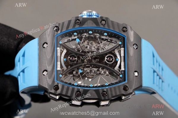 KV Factory 1:1 Best Copy Richard Mille Tourbillon Pablo Mac Donough RM 53-01 Watch Blue Rubber Strap