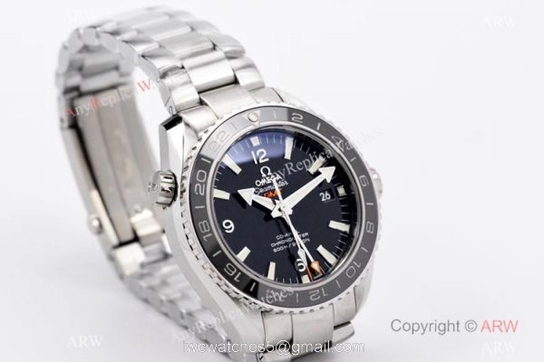 Swiss Grade Copy Omega Seamaster 600m GMT VSF 8605 Watch Stainless Steel Black Ceramic Bezel