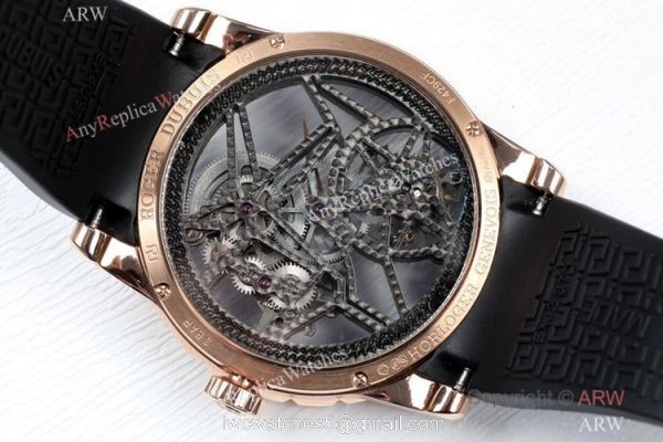 2021 New! BBR Factory Roger Dubuis Excalibur Skeleton Flying Tourbillon Watch Rose Gold Green Dial