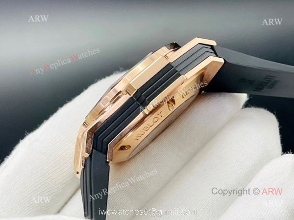Swiss Replica Hublot Big Bang Sang Bleu Rose Gold Watch For Men With Black Rubber Strap